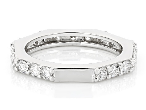 White Lab-Grown Diamond Rhodium Over Sterling Silver Band Ring 1.30ctw