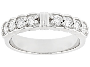 White Lab-Grown Diamond Rhodium Over Sterling Silver Band Ring 0.50ctw