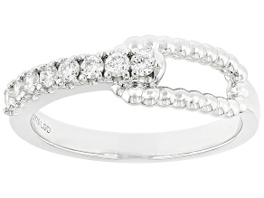 White Lab-Grown Diamond Rhodium Over Sterling Silver Band Ring 0.25ctw
