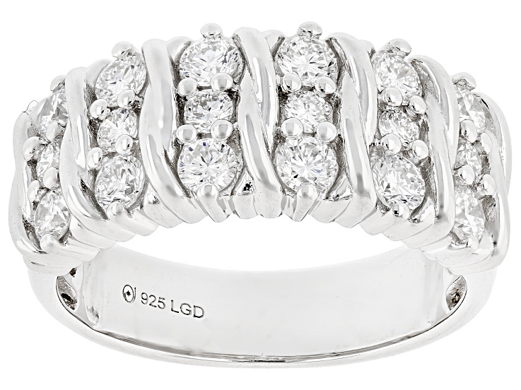 White Lab-Grown Diamond Rhodium Over Sterling Silver Band Ring 1.00ctw