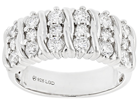 White Lab-Grown Diamond Rhodium Over Sterling Silver Band Ring 1.00ctw