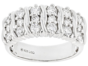 White Lab-Grown Diamond Rhodium Over Sterling Silver Band Ring 1.00ctw