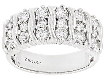 White Lab-Grown Diamond G-H Rhodium Over Sterling Silver Ring 1.00