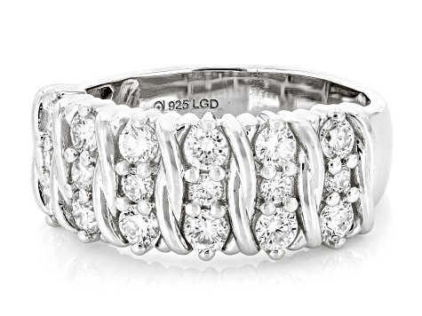 White Lab-Grown Diamond Rhodium Over Sterling Silver Band Ring 1.00ctw