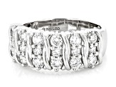 White Lab-Grown Diamond Rhodium Over Sterling Silver Band Ring 1.00ctw