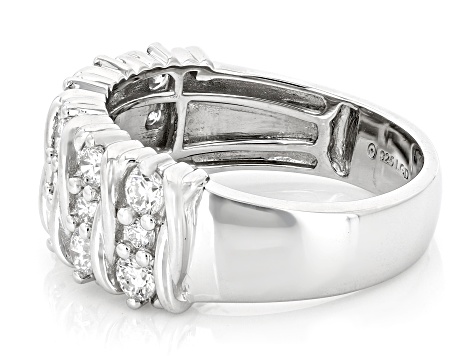 White Lab-Grown Diamond Rhodium Over Sterling Silver Band Ring 1.00ctw