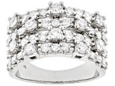 White Lab-Grown Diamond Rhodium Over Sterling Silver Multi-Row Ring 1.75ctw
