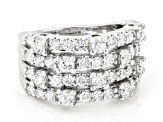 White Lab-Grown Diamond Rhodium Over Sterling Silver Multi-Row Ring 1.75ctw