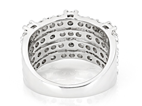 White Lab-Grown Diamond Rhodium Over Sterling Silver Multi-Row Ring 1.75ctw