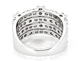 White Lab-Grown Diamond Rhodium Over Sterling Silver Multi-Row Ring 1.75ctw