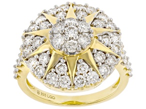 White Lab-Grown Diamond 18K Yellow Gold Over Sterling Silver Cluster Ring 2.00ctw