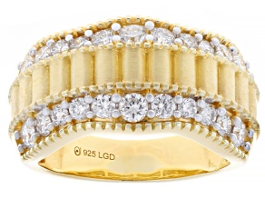 White Lab-Grown Diamond G-H VS 18K Yellow Gold Over Sterling Silver Band Ring 1.00ctw