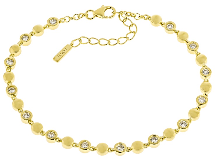 White Lab-Grown Diamond G-H VS 18K Yellow Gold Over Sterling Silver Bracelet 1.10ctw