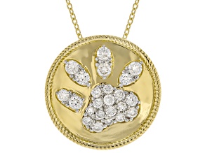 Lab-Grown Diamond G-H VS 18K Yellow Gold Over Silver Paw Print Pendant With Cable Chain 1.00ctw