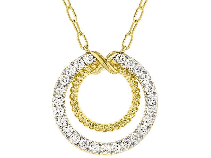 White Lab-Grown Diamond G-H VS 18K Yellow Gold Over Sterling Silver Station Necklace 0.75ctw