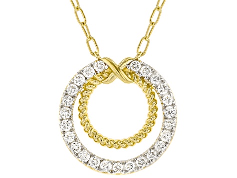 White Lab-Grown Diamond G-H VS 18K Yellow Gold Over Sterling Silver Station Necklace 0.75ctw