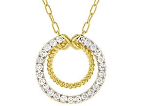 White Lab-Grown Diamond G-H VS 18K Yellow Gold Over Sterling Silver Station Necklace 0.75ctw