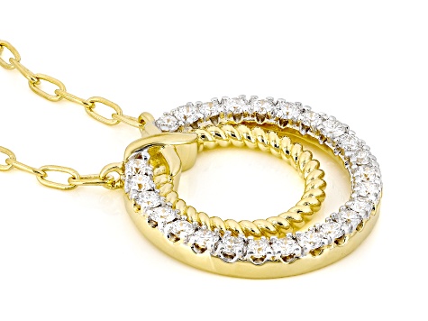 White Lab-Grown Diamond G-H VS 18K Yellow Gold Over Sterling Silver Station Necklace 0.75ctw