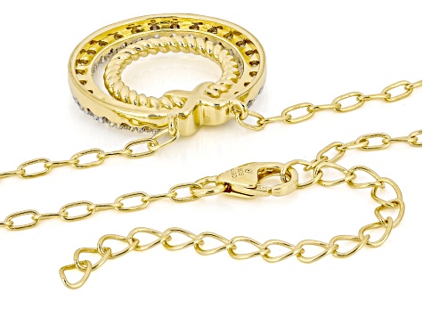 White Lab-Grown Diamond G-H VS 18K Yellow Gold Over Sterling Silver Station Necklace 0.75ctw