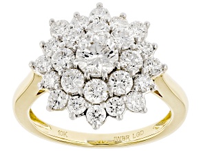 White Lab-Grown Diamond G SI2 10K Yellow Gold Cluster Ring 2.00ctw