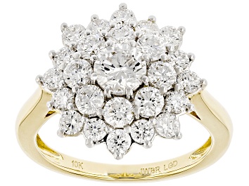 Picture of White Lab-Grown Diamond G SI2 10K Yellow Gold Cluster Ring 2.00ctw