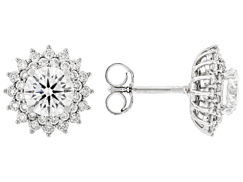 Picture of White Lab-Grown Diamond F SI2 10K White Gold Halo Stud Earrings 2.00ctw