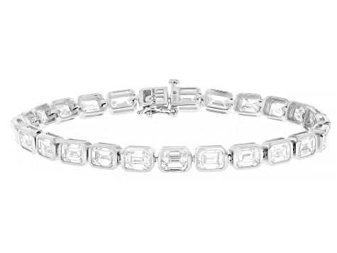 Emerald Cut White Lab-Grown Diamond G-H SI 14K White Gold Tennis Bracelet 13.00ctw