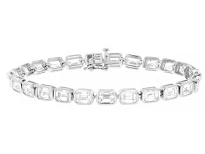 Emerald Cut White Lab-Grown Diamond G-H SI 14K White Gold Tennis Bracelet 13.00ctw