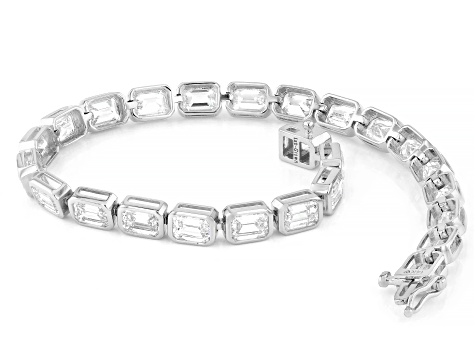 Emerald Cut White Lab-Grown Diamond G-H SI 14K White Gold Tennis Bracelet 13.00ctw