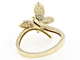 White Lab-Grown Diamond H SI 14K Yellow Gold Over Sterling Silver Butterfly Ring 0.30ctw