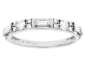 Picture of Round and Baguette White Lab-Grown Diamond H SI1 10K White Gold Ring 0.50ctw