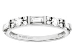 Round and Baguette White Lab-Grown Diamond H SI1 10K White Gold Ring 0.50ctw