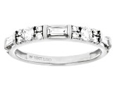 Round and Baguette White Lab-Grown Diamond H SI1 10K White Gold Ring 0.50ctw