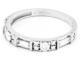 Round and Baguette White Lab-Grown Diamond H SI1 10K White Gold Ring 0.50ctw