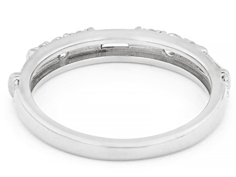 Round and Baguette White Lab-Grown Diamond H SI1 10K White Gold Ring 0.50ctw