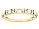 Round and Baguette White Lab-Grown Diamond H SI1 10K Yellow Gold Ring 0.50ctw