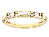 Round and Baguette White Lab-Grown Diamond H SI1 10K Yellow Gold Ring 0.50ctw