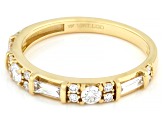 Round and Baguette White Lab-Grown Diamond H SI1 10K Yellow Gold Ring 0.50ctw