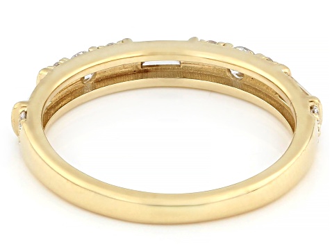 Round and Baguette White Lab-Grown Diamond H SI1 10K Yellow Gold Ring 0.50ctw