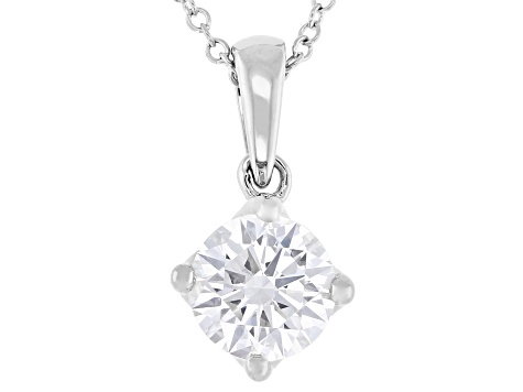 Certified White Lab-Grown Diamond G SI2 10K WG Tulip Setting Solitaire Pendant With Chain 1.00ct