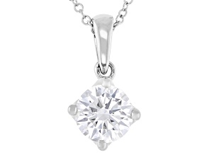 Certified White Lab-Grown Diamond G SI2 10K WG Tulip Setting Solitaire Pendant With Chain 1.00ct