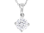 Certified White Lab-Grown Diamond G SI2 10K WG Tulip Setting Solitaire Pendant With Chain 1.00ct
