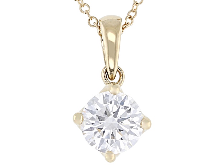 Certified White Lab-Grown Diamond G SI2 10K YG Tulip Setting Solitaire Pendant With Chain 1.00ct