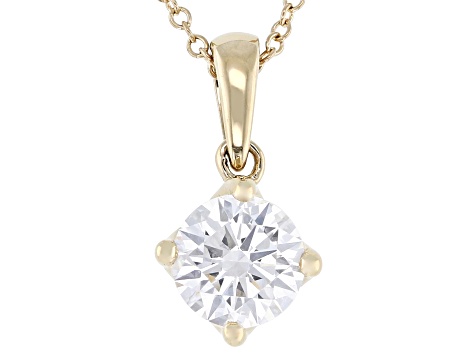 Certified White Lab-Grown Diamond G SI2 10K YG Tulip Setting Solitaire Pendant With Chain 1.00ct