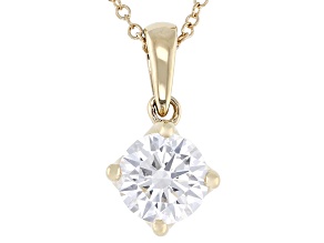 Certified White Lab-Grown Diamond G SI2 10K YG Tulip Setting Solitaire Pendant With Chain 1.00ct