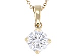 Certified White Lab-Grown Diamond G SI2 10K YG Tulip Setting Solitaire Pendant With Chain 1.00ct