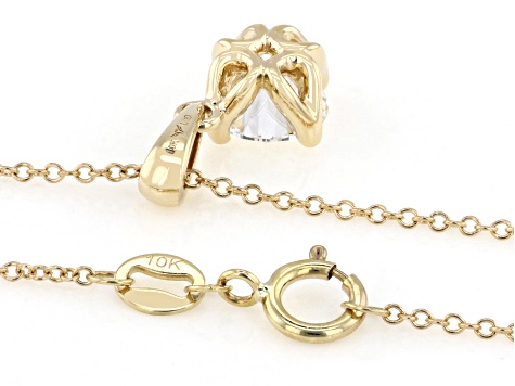 Certified White Lab-Grown Diamond G SI2 10K YG Tulip Setting Solitaire Pendant With Chain 1.00ct