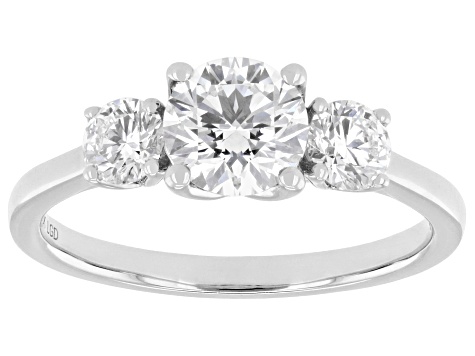 Certified White Lab-Grown Diamond G SI2 10K WG Tulip Setting 3-Stone Ring 1.50ctw