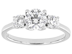 Certified White Lab-Grown Diamond G SI2 10K WG Tulip Setting 3-Stone Ring 1.50ctw