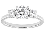 Certified White Lab-Grown Diamond G SI2 10K WG Tulip Setting 3-Stone Ring 1.50ctw